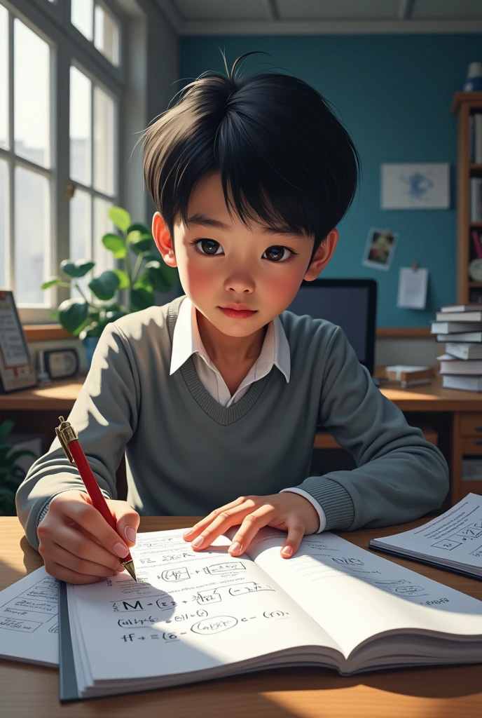 Developing cultural and intellectual skills, education according to the curricula prescribed for students ,  receiving information in the classroom, a close-up picture of a  student wearing a uniform  sitting on a school desk, performing school assignments