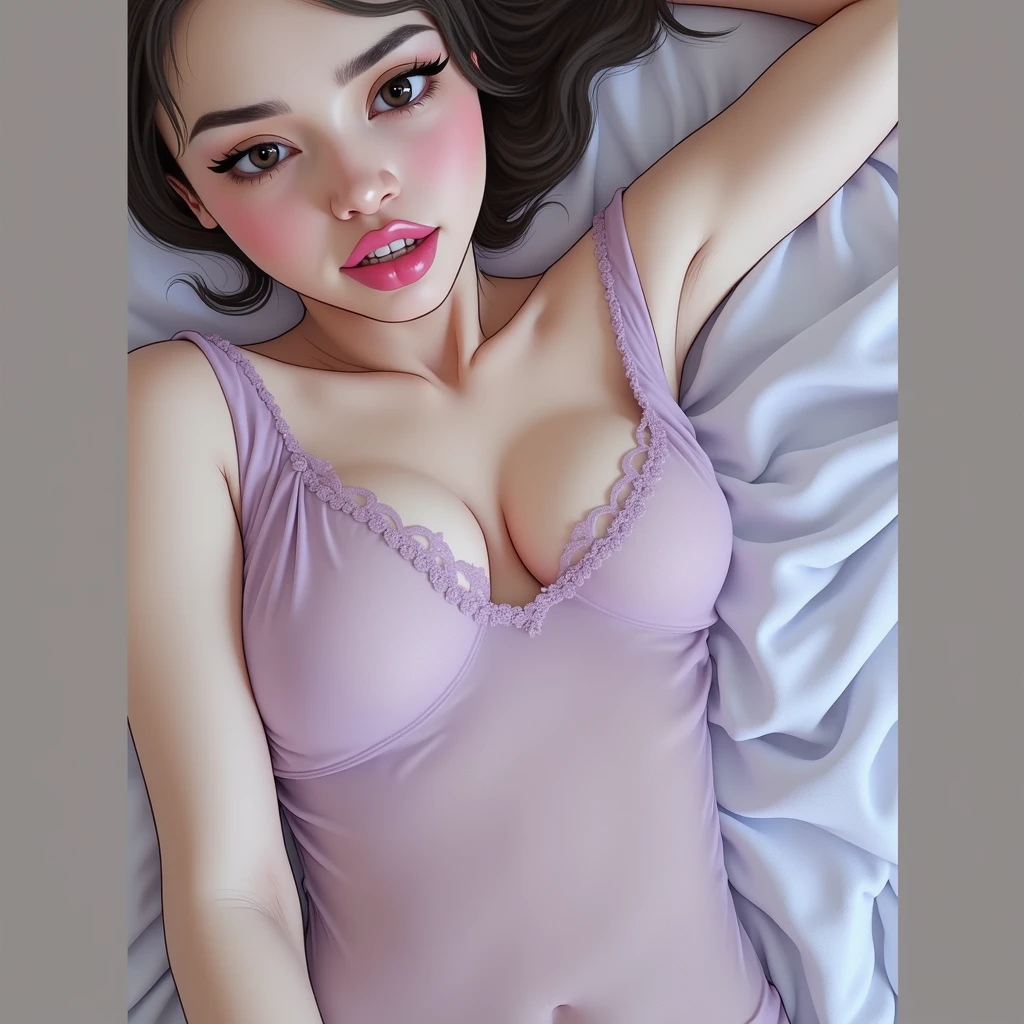 (8K, RAW Photos, of the highest quality, Masterpieces: 1.2、Raw photo)、Portraits, high resolution RAW color photos, Professional Photos、Super Resolution, 8K Picture Wallpaper,(Realistic, Real Photos: 1.3), 1 persons、super detailed, muito Detailed and beautiful, Highly detailed, Amazing details、Cute beautiful woman with perfect body: 1.4、Slim big: 1.2、Full body image, Amazing details、Cute beautiful woman with perfect body: 1.4、Slim big: 1.2、shinny skin、Glossy lips、High-definition face and skin texture、A detailed eye、double eyelid、Highly detailedな、((The skin is shiny:1.2))、((Dark gray hair color、Ahair、Curled Hair)), ((Breast H Cup:1.2, very large breast:1.2、Too large breasts:1.2、Bursting breasts:1.2))、(((ample breasts:1.3)))、(((The skin is shiny:1.3)))、(High Definition Breast、happy facial expression), ((Big necklace))、(((Ribbon Lingerie:1.4)))、((Hold the gift with both hands:1.4)), (((Dressed naked with ribbons:1.2)))、(((Wrapping a ribbon around the body:1.4)))、(((Hide breasts with ribbons:1.4)))、((White tights:1.1))、((full body Esbian、Angle from directly above:1.1)), ((Beds made of flowers:1.3))、((There are presents around her))、((Lying on my back on countless flowers:1.3)), ((mysterious background))