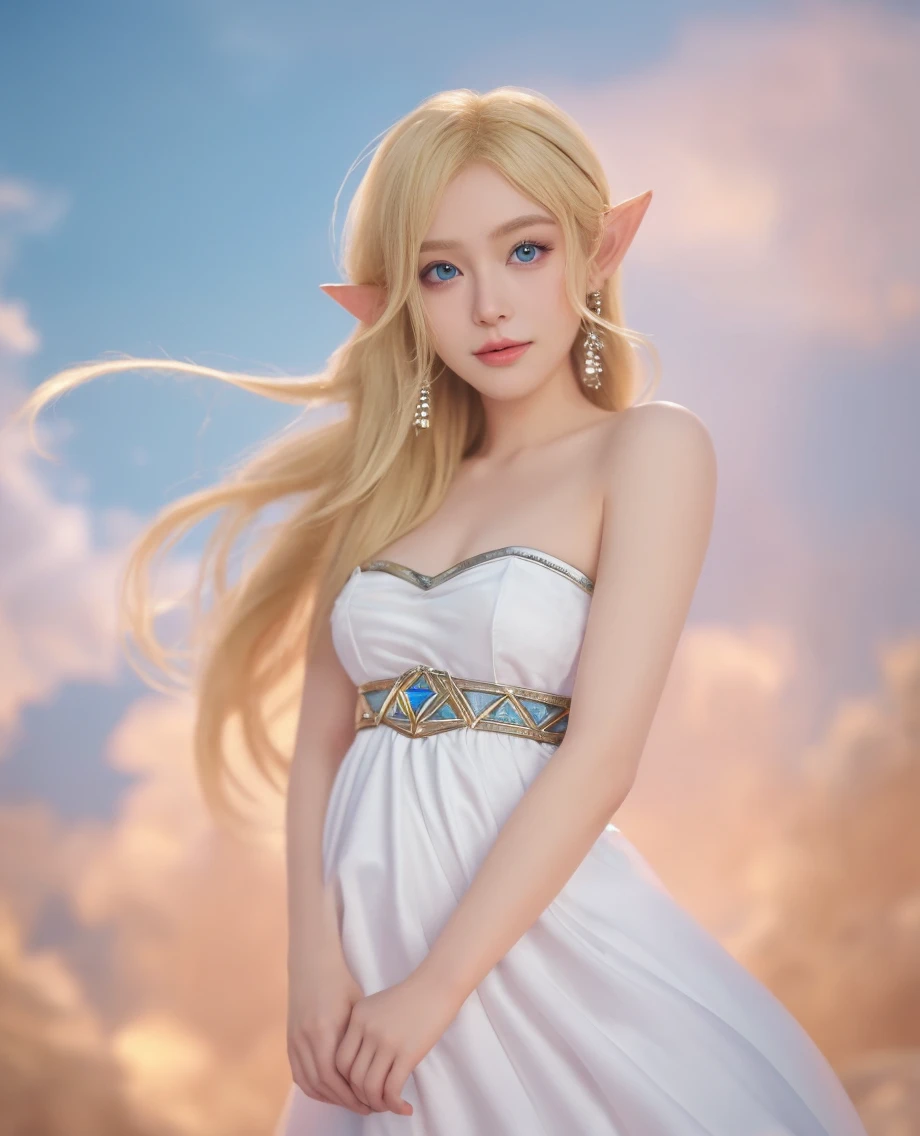 (Best Quality:1.2, Masterpiece:1.2), pregnancy, Angelic Bride, fairy wings, Pure Wedding Dress, Jewellery, (blond hair:1.2+ detaled blue eyes), Floral decoration, Detailed white skin texture, Soft lighting, Bokeh, huge belly, Particles of divine light, Lovely smile, Graceful pose, huge breasts, elf, cherry blossoms.