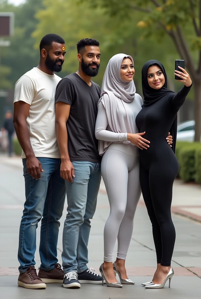 RAW photo,candid photograph, full body,photo of a beautiful,influencer,30yo Moroccan woman,black hijab, detailed skin, naked, looking at viewer, thick body structure,white background,no background, candid pose,blue light, film grain, kodak color, instagram LUT