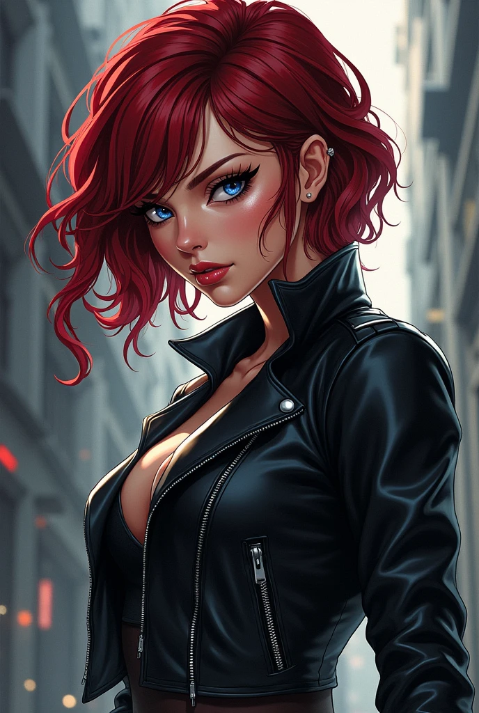1girl,a beautiful fashion model ,(masterpiece, detailed background, best quality),short and shiny hair, red hair, hair with highlights, bangs, smirk,juicy lips,red lips, calmart, lingerie, stripping, elegant makeup, blue eyes, full body shot, (shiny skin), cyberpunk, sci fi, boa, extravagant jewelry, cocky expression, covered in jewelry, fancy, club outfit, shiny skin, wet skin. running hand through hair, leaning on wall, hair flip, sweat, dj, lights, beat spins you round