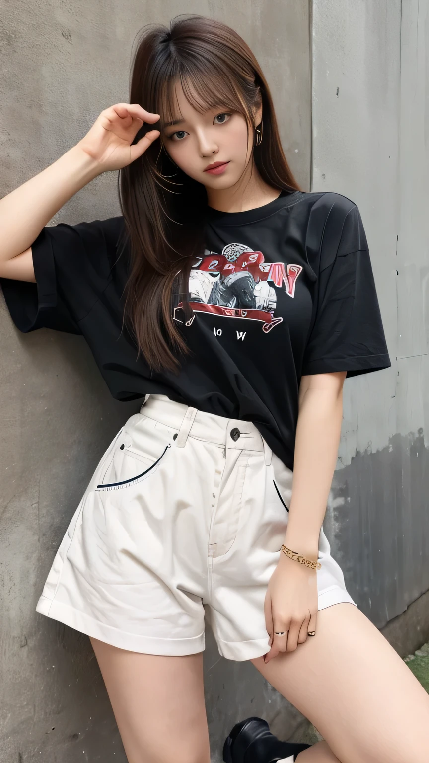 ulzzang-6500-v1.1,(raw photo:1.2), (photorealistic:1.4), beautiful detailed girl, very detailed eyes and face, beautiful detailed eyes, ridiculous, incredibly ridiculous, huge file size, super detailed, high resolution, very detailed, best quality, masterpiece, ((t-shirt)), illustration, very detailed, CG, unified, 8k wallpaper, amazing, fine details, masterpiece, Best quality, very detailed CG uniform 8k wallpaper, face light, movie lighting, 1girl, 16 years old, long white hair, side split, (big breasts), (no panties)), (glasses), (dynamic pose), (sexy pose), ((camel toe))), (half), (pantyhose)), ((black hip skirt)), (bent knees))))))