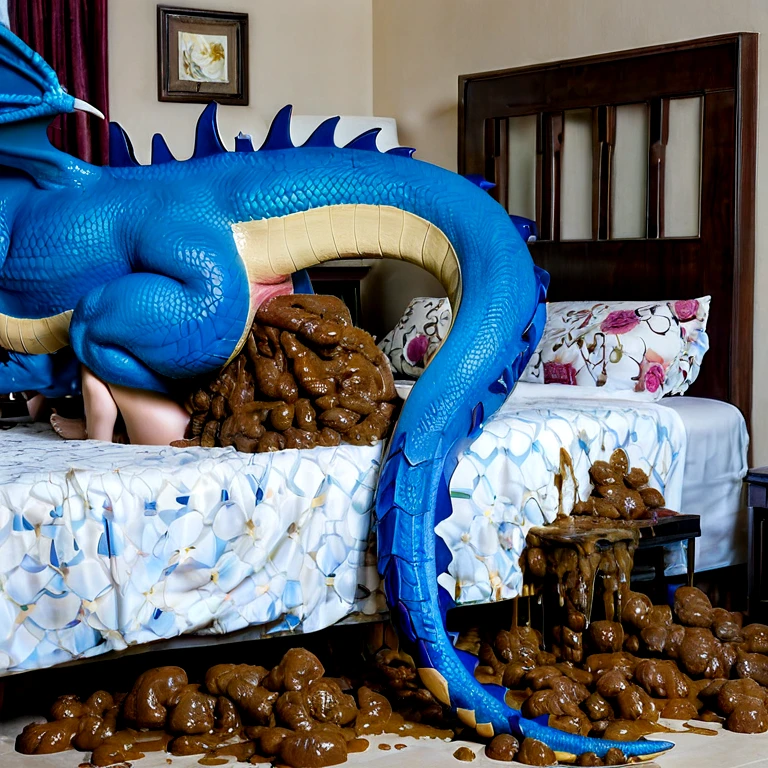 (((duo))), ((((((human, anal, feral dragon, dragon tail, doggystyle, rimjob, women on dragon)))))), (((((hands on belly, bedroom, excessive feces))))), wide hips, legs wide spread, wide shot, close-up, Wide-Angle, masterpiece, high details, high quality, best quality, highres, HD