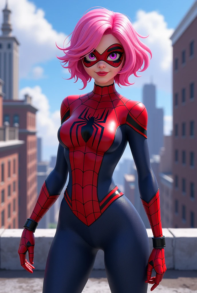Alix kubdel - Miraculous ladybug with pink, wavy and short hair - SeaArt AI