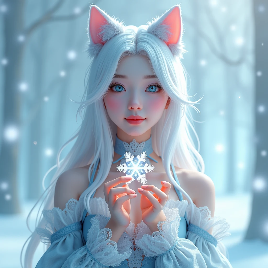(best quality,4k,highres,masterpiece:1.2),beautiful detailed eyes,beautiful detailed lips,extremely detailed eyes and face,long eyelashes,(a cute girl, crawling in a snowy garden,playful and happy,beautifully illustrated,pastel colors,whimsical,artistic,light and bright,soft lighting,fluffy fur, snowy wonderland)