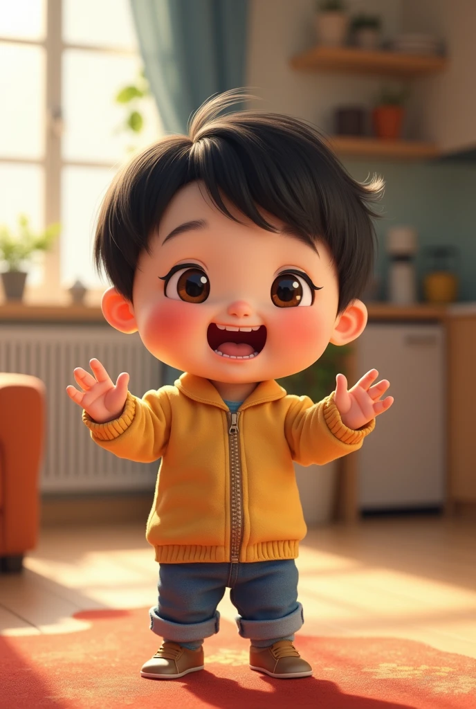 Desenho estilo anime donghua, desenho digital, cores vibrantes, melhor qualidade de imagem, alta resolução, Asian boy, olhos puxados, cabelo castanho, cabelo liso com franja, brincos