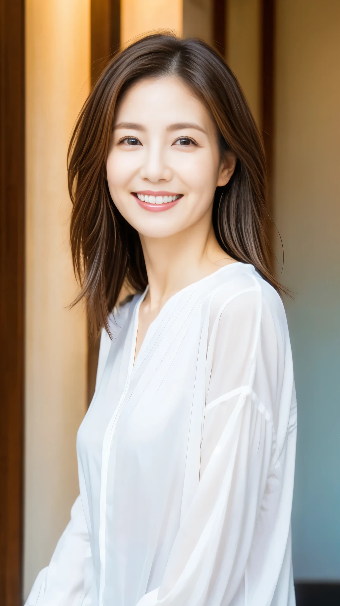 Highest quality,masterpiece,Ultra-high resolution,45Aged Japanese woman,The best smile,whole body,
