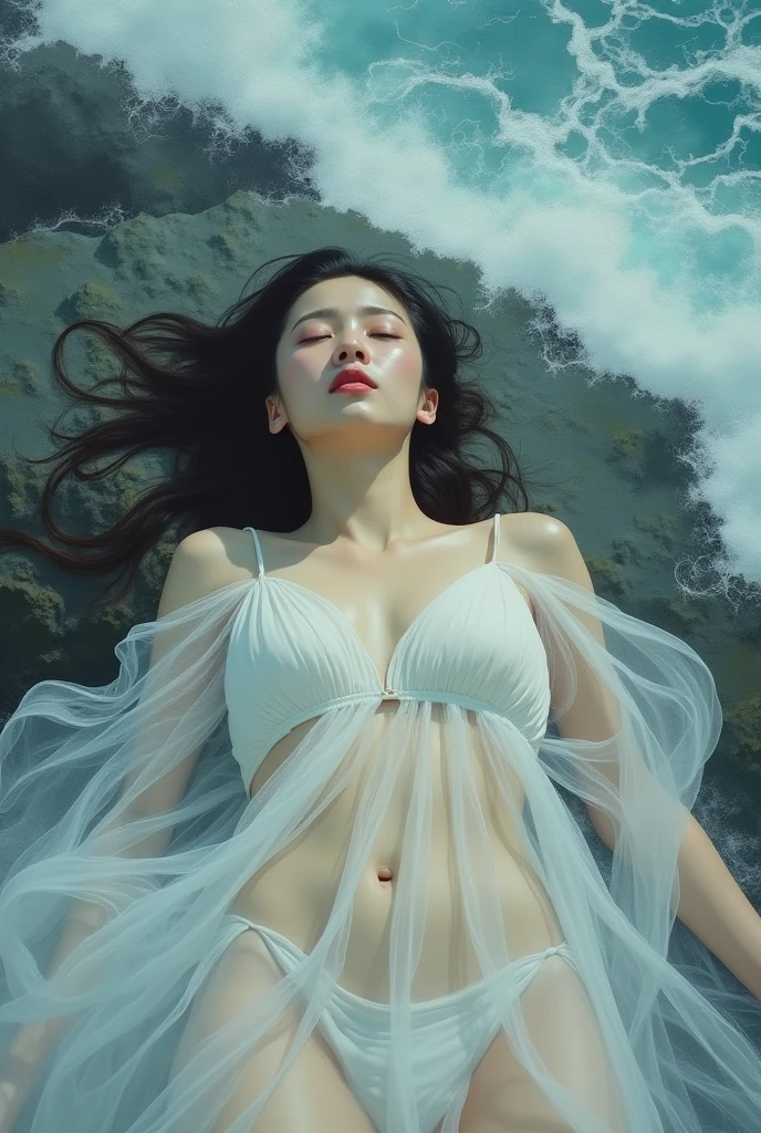 (masterpiece, top quality, best quality, official art, beautiful and aesthetic:1.2), (1girl), extreme detailed,(fractal art:1.3),colorful,highest detailed,beautiful goddess emerging from the ocean, caucasian girl with shiny silver hair, full female body, golden eyes, wild waves, big waves, oriental mandala tattoos, transparent dresses, skin wet with water, stormy sky, sunset sky red stormy clouds, ancient temple floating in the sea, floating old clock, lamp, lantern, beautiful girl with a slight smile, transparent blouse, black vikini, fantasy, fractal,, Sakimichan-style art, slight smile, legs open, pubic hair view, 1 sexy girl, exposed breasts, open transparent T-shirt, Mandala and flower tattoos, Best Quality ,black hair fused with platinum and gold, naked girl, visible beautiful pubic area, pink pesons, small breasts in sight, tattoos on the naked body, old floating clock, lamp, lantern , skin wet with water, open legs,multicolored sea waves, full body, sea ​​goddess rising from water and waves,, beautiful girl closeup view,, Belinda, blonde brown hair, dappled sunlight, luminescent glow orange cyan liquid lamp, liquid splash art, sky with storm and a psychedelic nebula silhouette, tribal, wide angle shot, red, green, brown, luminescent glow colors liquid, digital painting, by Koos Roos art, sharp focus, studio shot, intricate detail, effect splash, small bubbles floating, highly detailed, sharp focus, studio shot, intricate detail, highly detailed, by Koos Roos, multicolored ocean, psychedelic moving waves, long hair fused into multicolored sea waves, light lantern, lamp and antique clock,water-soaked skin and clothing, mujer desnuda, nalgas grandes, dama desnuda,magical dimensional portal, beautiful girl in the foreground, well-detailed perfect female body, sexy pose, provocative pose,naked girl, visible beautiful pubic area, pink pesons, small breasts in sight, tattoos on the naked body,view from below,bubble motifs, underwater architecture like ancient ruins