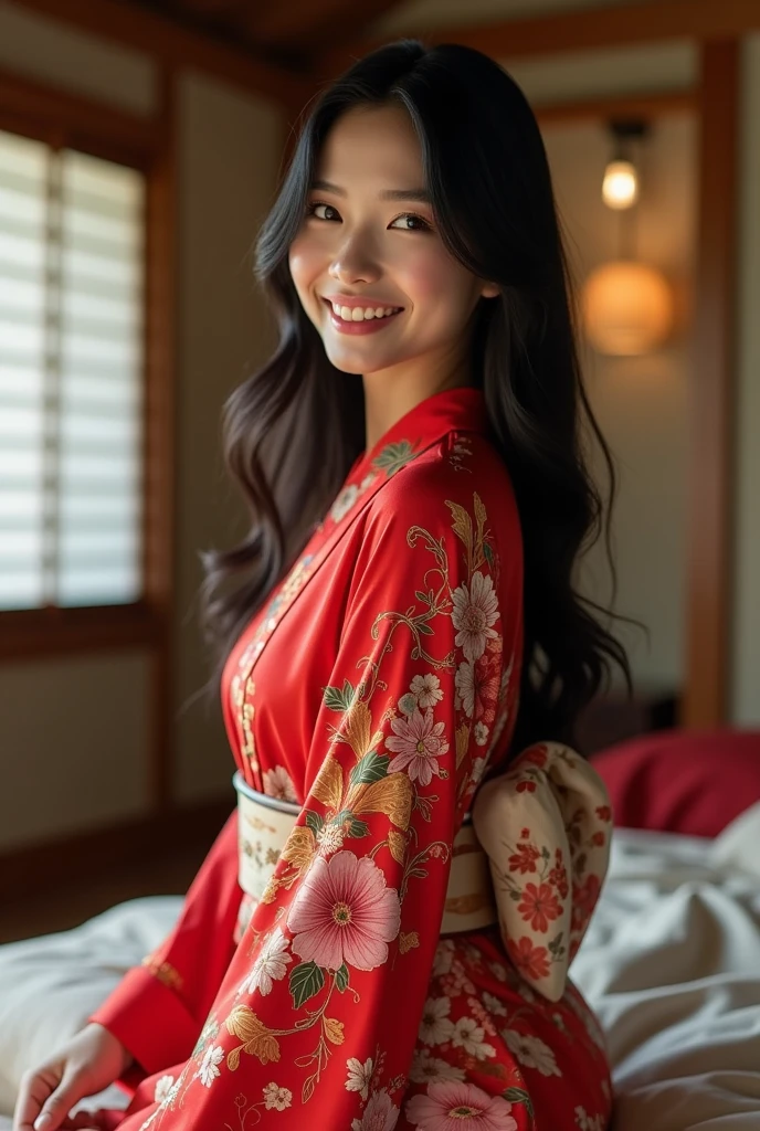 Japanese-style room Sex lure American older sister kimono Lots of exposure