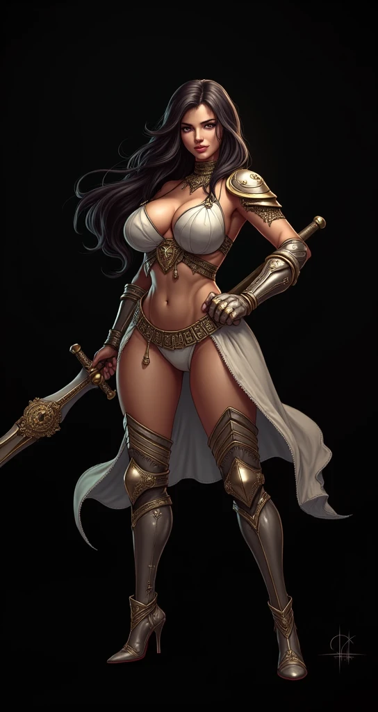 ((nsfw um close up de uma mulher de topless, seios medios, seios para baixo)), com uma espada em uma caverna, guerreira, beautiful guerreira, Alexandra Fomina Artstation, Mulher guerreira topless, portrait of a barbarian woman, epic fantasy style art, epic fantasy art style, epic fantasy digital art style, Alena Aenami e Artgerm, epic arte de personagem de fantasia, arte de personagem de fantasia, guerreiro de fantasia nsfw