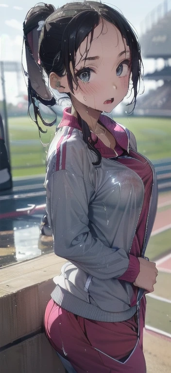1girl, hentai style, aggressive love, naughty look, ((sexy soccer outfit)), (wet clothes:1.5), sweat, exhausted, <lora:add_detail:1>