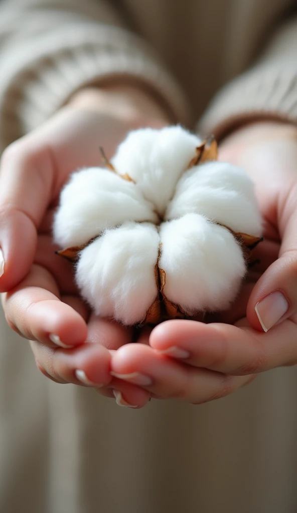 Cotton (Rui)**
- A small bunch of raw cotton placed on a table or in someone's hand, showing its texture. The cotton should look soft and fluffy.