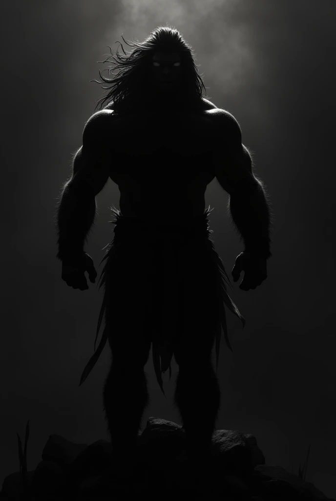Man standing in front of forest monster, man bearded lumberjack, huge monster 5 meters, looks like a tree, black and white grainy photo 1902, professional photo for newspaper, hyper-realistic, detailed