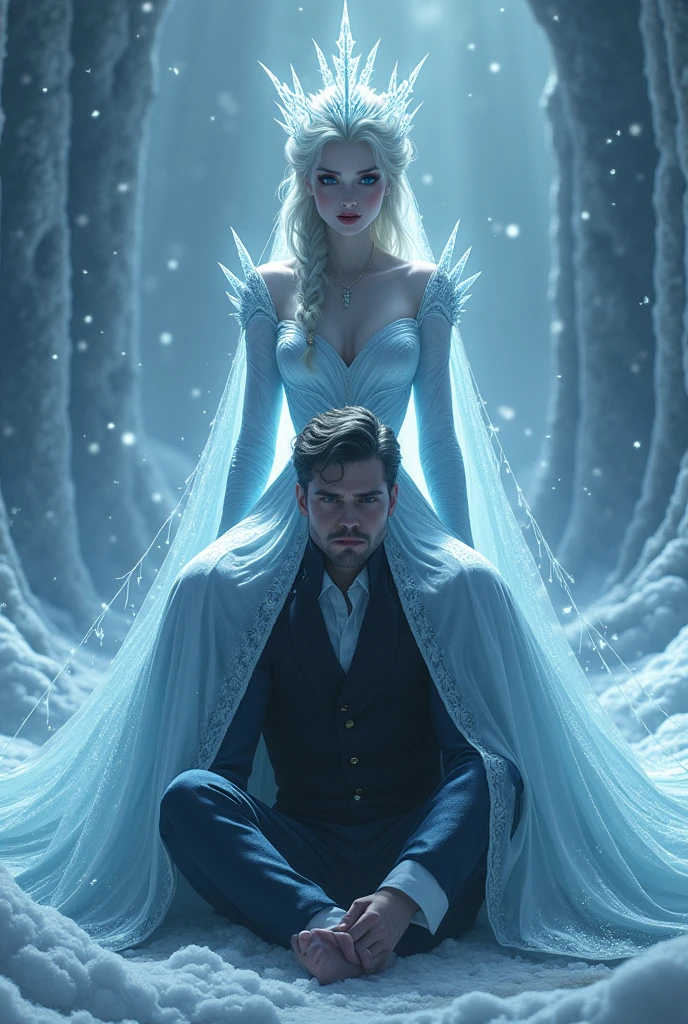 Create a mystical, ethereal book cover, "Tranca Ruas das Almas e sua Chama Gêmea," predominantly sky blue, soft yet vibrant sky blue background, starry sky, Milky Way, ethereal effect, translucent couple in the center, man in simple white or pastel tunic, woman in long flowing dress, white or light blue, looking at each other, touching lightly, serene loving expressions, mysterious figure in background, next to couple, cloak black on the outside, blue on the inside, face partially shadowed, two delicate flowers in the foreground, near couple, lilac, white, light pink, soft lights, shimmering mists, discreet arcane symbols, scattered across sky, around couple, mystical essence of Maria, witch and mage, color filters to harmonize layers, light and shadow effects, integrate elements, sense of depth, composition conveys mystery, romance, magic, story of reincarnation, connection of twin flames.