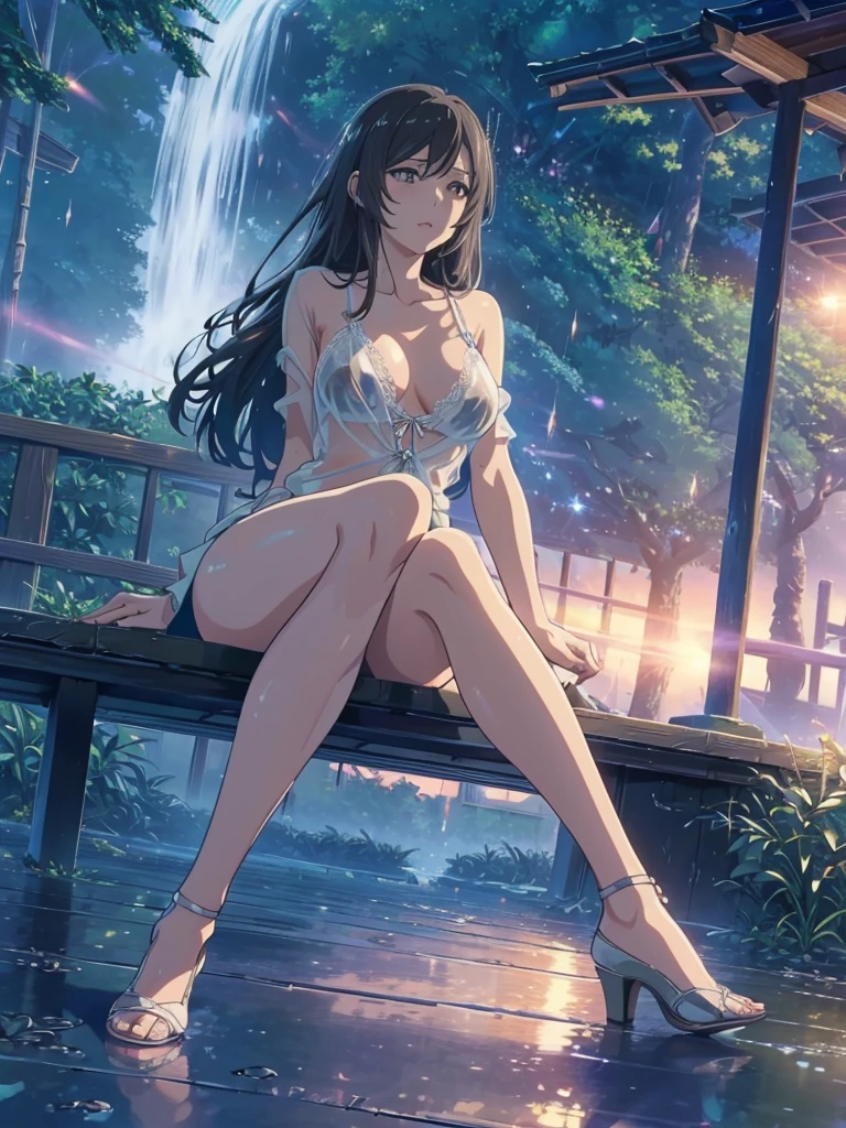 born, masterpiece, Ultra-fine photography,, 最high quality, Ultra-high resolution, ((Nature)), (((Great Falls))), (((Fantastic sky background))), (((Spectacular landscapes))), (((Magnificent sky background))), ((A huge waterfall:1)), ((fleshy body)), ((Glamorous body)), ((Big Tits)), ((Lewd pose)), (((Bend your legs with your knees pointing up))), (((Spread your legs wide))), (((A beautiful woman bathes in water from a waterfall))), (((Bewitching 3))), (((see-through Sexy lingerie))), ((A composition that makes you think about the future)),(((Photogenic beauty))), Realistic, ((Sparkling Splash)), (((Solemn atmosphere))), (Stunningly beautiful woman), ((Golden ratio of the face)), ((Beautiful light reflection)), ((Full body portrait)), ((Glamorous body)), (Perfect anatomy), (Perfect anatomical toes),Amazingly beautiful, Dynamic pose, Delicate face, bornきbornきとした目,Highly detailed background, Detailed face, Detailed busy background, nice, High definition skin, Realistic skin details,8k,Digital single-lens reflex camera, high quality,Photorealism,View from below, (最high quality, 8k, masterpiece: 1.3),Ultra-high resolution,Shot with Canon EOS R 6, Perfect anatomy, Perfect anatomical fingertips, Dark brown hair: 1.1, Ultra detailed face, Detailed lips, Fine grain, double eyelid, charm,masterpiece, 最high quality, Looking into the distance, Beautiful Face, Freeze, Stunned, Dynamic pose, Highly detailed background, Detailed face, Detailed busy background, nice, High definition skin, Realistic skin details,8k,Digital single-lens reflex camera, high quality,Photorealism,View from below,NSFW,(最high quality, 8k, masterpiece: 1.3),Ultra-high resolution,Shot with Canon EOS R 6, Dark brown hair: 1.1, Ultra detailed face, Detailed lips, Almond-shaped eyes, double eyelid,A beautiful Japanese wife, charm的,