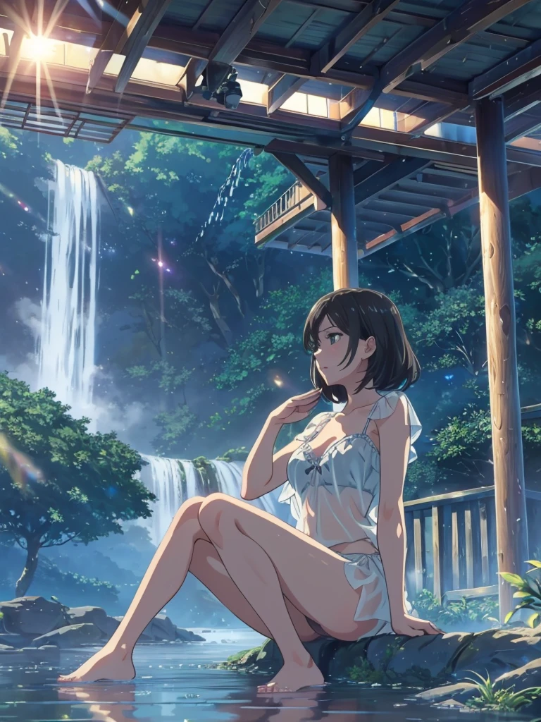 born, masterpiece, Ultra-fine photography,, 最high quality, Ultra-high resolution, ((Nature)), (((Great Falls))), (((Fantastic sky background))), (((Spectacular landscapes))), (((Magnificent sky background))), ((A huge waterfall:1)), ((fleshy body)), ((Glamorous body)), ((Big Tits)), ((Lewd pose)), (((Bend your legs with your knees pointing up))), (((Spread your legs wide))), (((A beautiful woman bathes in water from a waterfall))), (((Bewitching 3))), (((see-through Sexy lingerie))), ((A composition that makes you think about the future)),(((Photogenic beauty))), Realistic, ((Sparkling Splash)), (((Solemn atmosphere))), (Stunningly beautiful woman), ((Golden ratio of the face)), ((Beautiful light reflection)), ((Full body portrait)), ((Glamorous body)), (Perfect anatomy), (Perfect anatomical toes),Amazingly beautiful, Dynamic pose, Delicate face, bornきbornきとした目,Highly detailed background, Detailed face, Detailed busy background, nice, High definition skin, Realistic skin details,8k,Digital single-lens reflex camera, high quality,Photorealism,View from below, (最high quality, 8k, masterpiece: 1.3),Ultra-high resolution,Shot with Canon EOS R 6, Perfect anatomy, Perfect anatomical fingertips, Dark brown hair: 1.1, Ultra detailed face, Detailed lips, Fine grain, double eyelid, charm,masterpiece, 最high quality, Looking into the distance, Beautiful Face, Freeze, Stunned, Dynamic pose, Highly detailed background, Detailed face, Detailed busy background, nice, High definition skin, Realistic skin details,8k,Digital single-lens reflex camera, high quality,Photorealism,View from below,NSFW,(最high quality, 8k, masterpiece: 1.3),Ultra-high resolution,Shot with Canon EOS R 6, Dark brown hair: 1.1, Ultra detailed face, Detailed lips, Almond-shaped eyes, double eyelid,A beautiful Japanese wife, charm的,