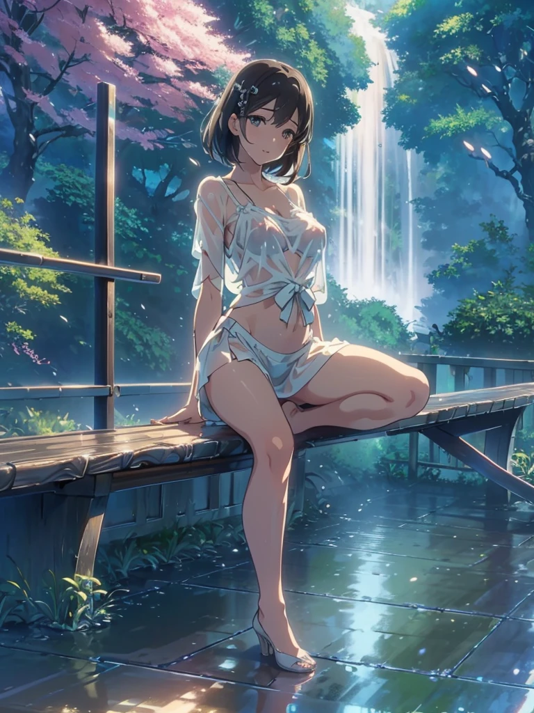 born, masterpiece, Ultra-fine photography,, 最high quality, Ultra-high resolution, ((Nature)), (((Great Falls))), (((Fantastic sky background))), (((Spectacular landscapes))), (((Magnificent sky background))), ((A huge waterfall:1)), ((fleshy body)), ((Glamorous body)), ((Big Tits)), ((Lewd pose)), (((Bend your legs with your knees pointing up))), (((Spread your legs wide))), (((A beautiful woman bathes in water from a waterfall))), (((Bewitching 40-year-old))), (((see-through Sexy lingerie))), ((A composition that makes you think about the future)),(((Photogenic beauty))), Realistic, ((Sparkling Splash)), (((Solemn atmosphere))), (Stunningly beautiful woman), ((Golden ratio of the face)), ((Beautiful light reflection)), ((Full body portrait)), ((Glamorous body)), (Perfect anatomy), (Perfect anatomical toes),Amazingly beautiful, Dynamic pose, Delicate face, bornきbornきとした目,Highly detailed background, Detailed face, Detailed busy background, nice, High definition skin, Realistic skin details,8k,Digital single-lens reflex camera, high quality,Photorealism,View from below, (最high quality, 8k, masterpiece: 1.3),Ultra-high resolution,Shot with Canon EOS R 6, Perfect anatomy, Perfect anatomical fingertips, Dark brown hair: 1.1, Ultra detailed face, Detailed lips, Fine grain, double eyelid, charm,masterpiece, 最high quality, Looking into the distance, Beautiful Face, Freeze, Stunned, Dynamic pose, Highly detailed background, Detailed face, Detailed busy background, nice, High definition skin, Realistic skin details,8k,Digital single-lens reflex camera, high quality,Photorealism,View from below,NSFW,(最high quality, 8k, masterpiece: 1.3),Ultra-high resolution,Shot with Canon EOS R 6, Dark brown hair: 1.1, Ultra detailed face, Detailed lips, Almond-shaped eyes, double eyelid,A beautiful Japanese wife, charm的,