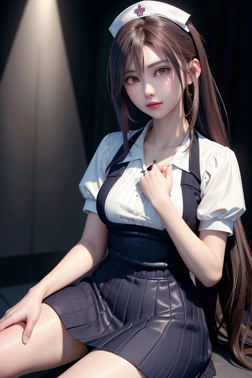 (( A girl walking along a row of ginkgo trees)),charming eyes,heartwarming action,turn away from the camera,bent down,bend over,turn back,raise your head,thick long black hair,highly detailed body,highly detailed face,highest quality、(P iNK underwear),(high school girl),((white blazer、chest emblem))、((translucent blouse)),((red bow tie)),((navy check flare skirt)),(black stocking loafers