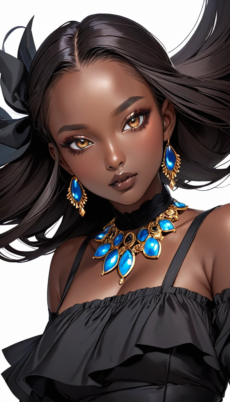 A dark-skinned beautiful gal&#39;s deep seduction,Sexy topless and skirt