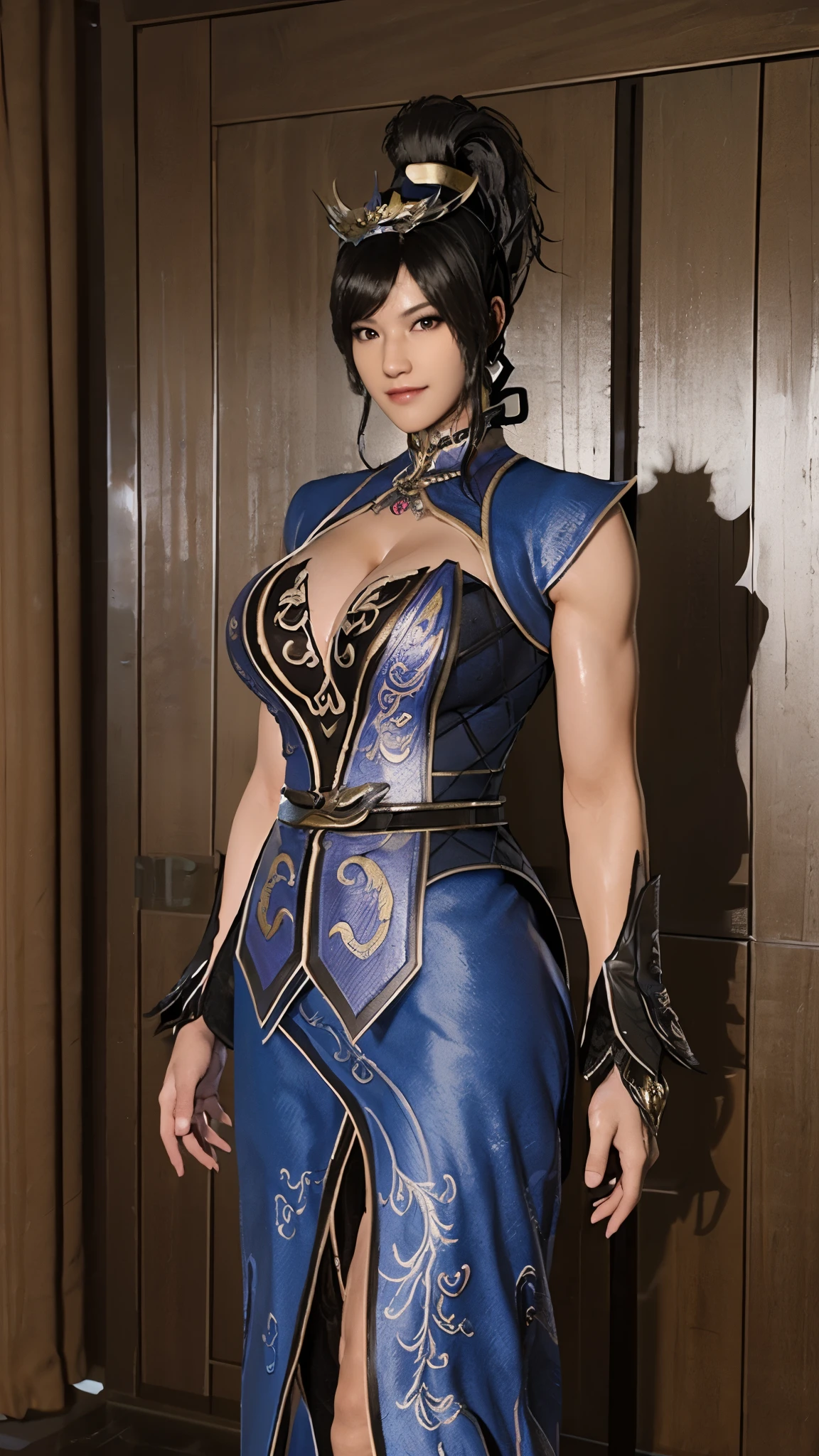 CLOSE UP UPPER BODY,solo, COWBOY SHOT, ((Evil Dragon,WHITE HIGHT PONYTAIL HAIR)), (GIGANTIC FAKE BREASTS,CLEAVAGE TOP,11 LINE ABS:1.5), ((WEARING OUTFIT Dynasty Warriors 8 DRESS:1.5)), (MUSCULAR BODY SHAPE:1.5), (CLEAN GLOSSY BODYSKIN:1.5), (LOOKING AT VIEWER:1.6), (BACKGROUND FUTURISTIC SPACE STATION:1), (Photorealsitic:1.4), (Ultra-detail), (TOP-QUALITY), (BEST SHADOWS), BRIGHT LIGHT IN ROOM, HYPER TEXTURE, (4X MSAA), ((UNREAL ENGINE 5 RENDER)), (NEON), PHYSICALLY-BASED RENDERING, ULTRA HIGHT DEFINITION, 16K, 1080P.