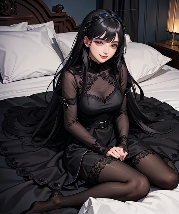 Beautiful Woman, Full Body, Elegant Dress, Turning Back, Lying on Bed