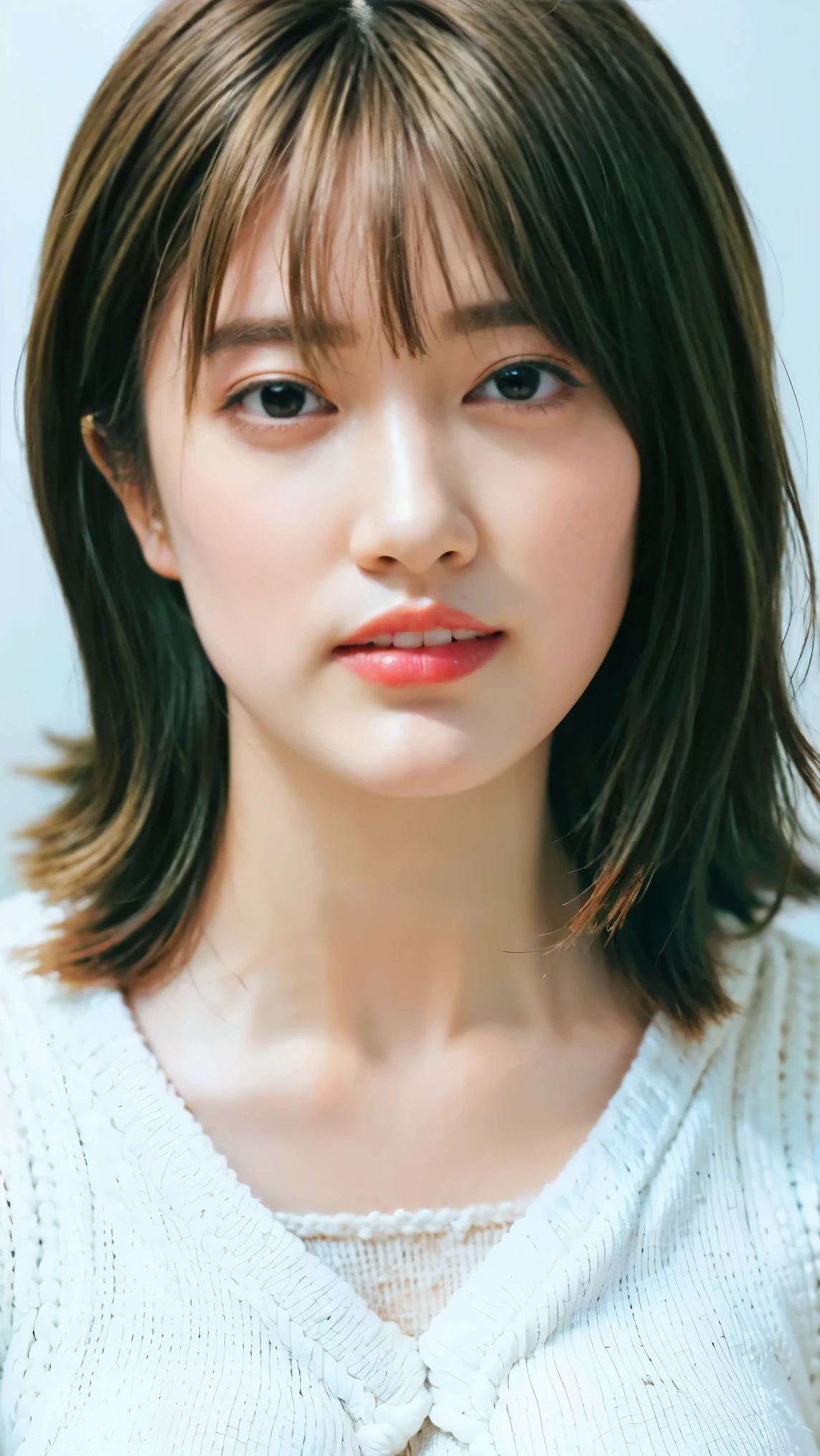 Cute Japanese Women Photos, smile:1.78, 20-year-old, Oil, One Length Hair＆Straight Hair Balm:1.55, (photo Realistic:1.4), (hyper Realistic:1.4), (Realistic:1.3), (Smoother lighting:1.05), (Improving the quality of cinema lighting:0.9), 32K, 1 person,20-year-oldの, Realistic lighting, Backlight, The light shines on your face, Ray Tracing, (Bright light:1.2), (Improvement of quality:1.4), (Highest quality Realistic textured skin:1.4), fine grain, Detailed face,(smile:0), (Emphasis on face close-up:1.3), (Enhances the beauty of skin texture:1.1),((Extremely precise and accurate anatomy:1.0)), (Enhances the beauty of skin texture:1.1), Clean and glowing skin, mesh, thin:1.2, (Realistic:1.3), Realisticなライティング, (Smoother lighting:1.05), 32K, One Japanese woman, fine grain, Detailed face, (Film Grain:1.1),(Accentuates body lines:1.1), High resolution, Natural look, Kind eyes, Improves hair quality, Delicate light and shadow, Transparent muscles, Graceful pose, Beautiful Eyes, Sharp details, Soft light reflection, Beautiful contours, Delicate skin tone, Fine hair texture,Cute Japanese Women Photos,