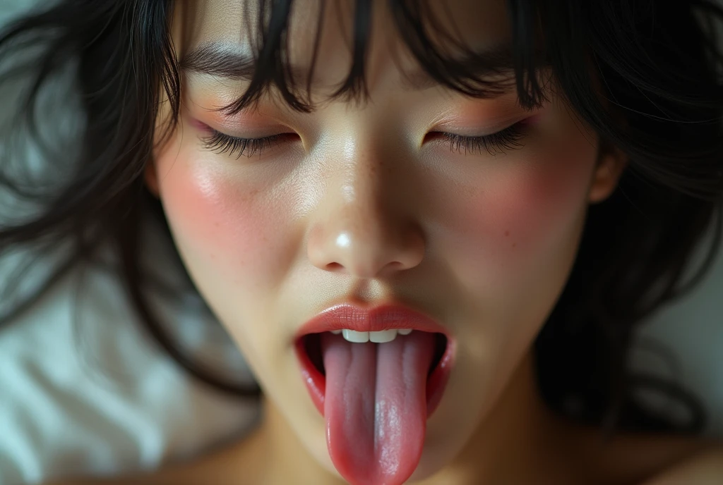 Ahegao woman with  in her mouth