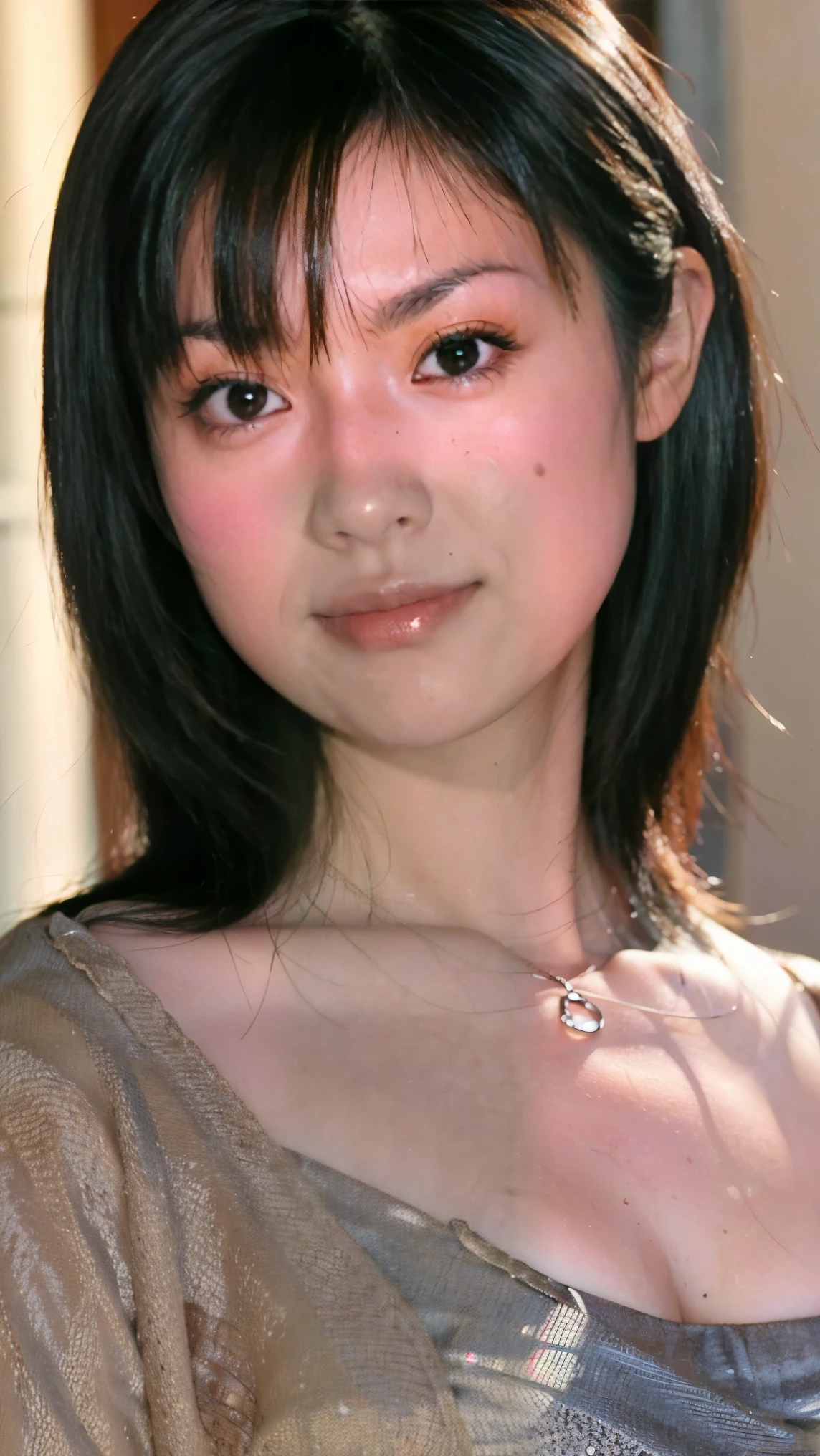 Cute Japanese Women Photos, smile:1.78, 20-year-old, Oil, One Length Hair＆Straight Hair Balm:1.55, (photo Realistic:1.4), (hyper Realistic:1.4), (Realistic:1.3), (Smoother lighting:1.05), (Improving the quality of cinema lighting:0.9), 32K, 1 person,20-year-oldの, Realistic lighting, Backlight, The light shines on your face, Ray Tracing, (Bright light:1.2), (Improvement of quality:1.4), (Highest quality Realistic textured skin:1.4), fine grain, Detailed face,(smile:0), (Emphasis on face close-up:1.3), (Enhances the beauty of skin texture:1.1),((Extremely precise and accurate anatomy:1.0)), (Enhances the beauty of skin texture:1.1), Clean and glowing skin, mesh, thin:1.2, (Realistic:1.3), Realisticなライティング, (Smoother lighting:1.05), 32K, One Japanese woman, fine grain, Detailed face, (Film Grain:1.1),(Accentuates body lines:1.1), High resolution, Natural look, Kind eyes, Improves hair quality, Delicate light and shadow, Transparent muscles, Graceful pose, Beautiful Eyes, Sharp details, Soft light reflection, Beautiful contours, Delicate skin tone, Fine hair texture,Cute Japanese Women Photos,