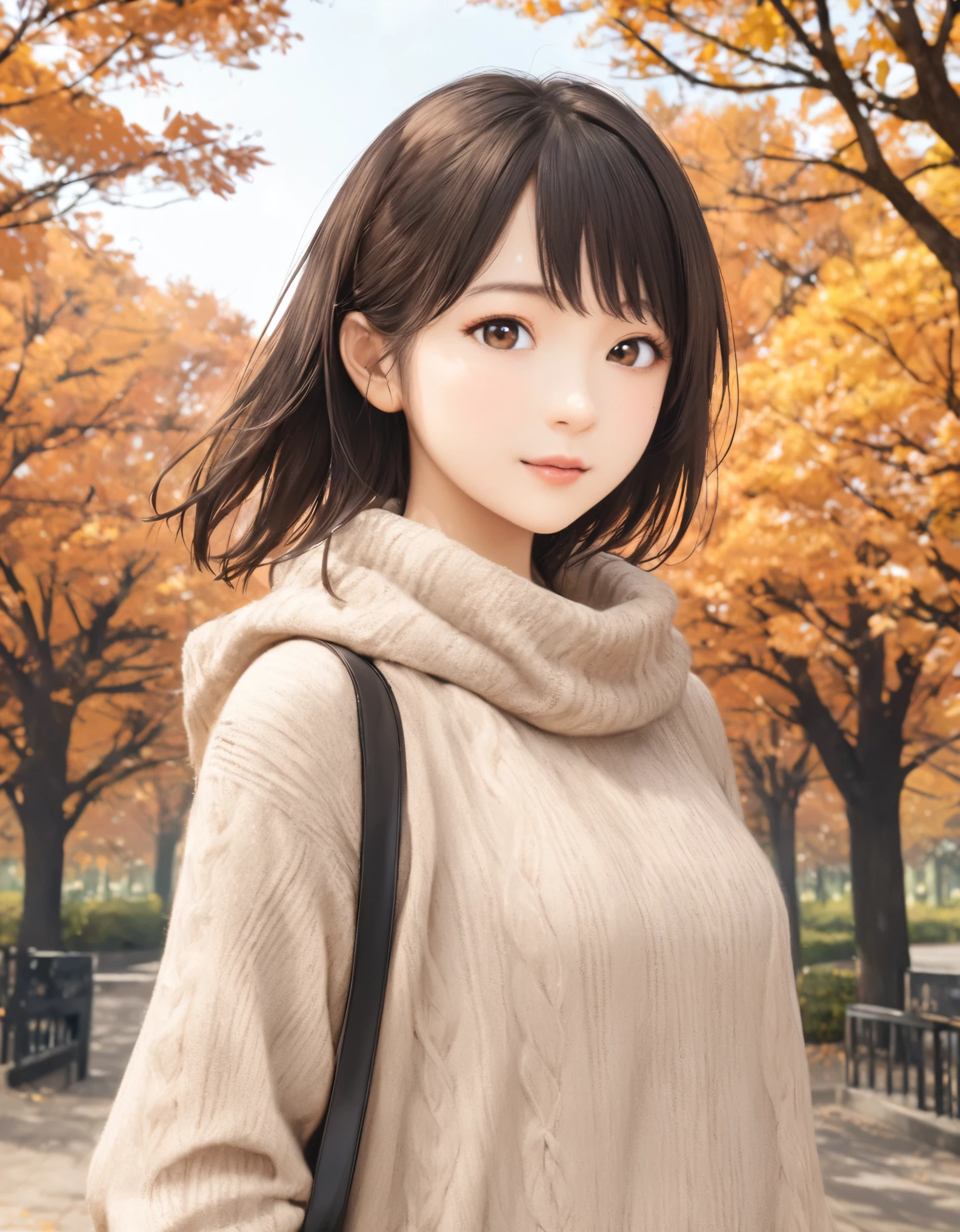 (best quality:1.2), 1girl, Ueno park, autumn