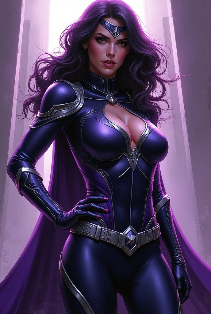 (photorealism:1.2)

a purple Power Ranger, she is seductive and her body is curvaceous and perfect. She’s extremely evil and sexy. Her power ranger helmet has horns on it. Her suit has some resemblance of the mighty morphing suit. Pay close attention to the details and fabric of the mighty morphing suit. She is exuding purple aura from her body.

((Make Power Ranger accurate suit.))
