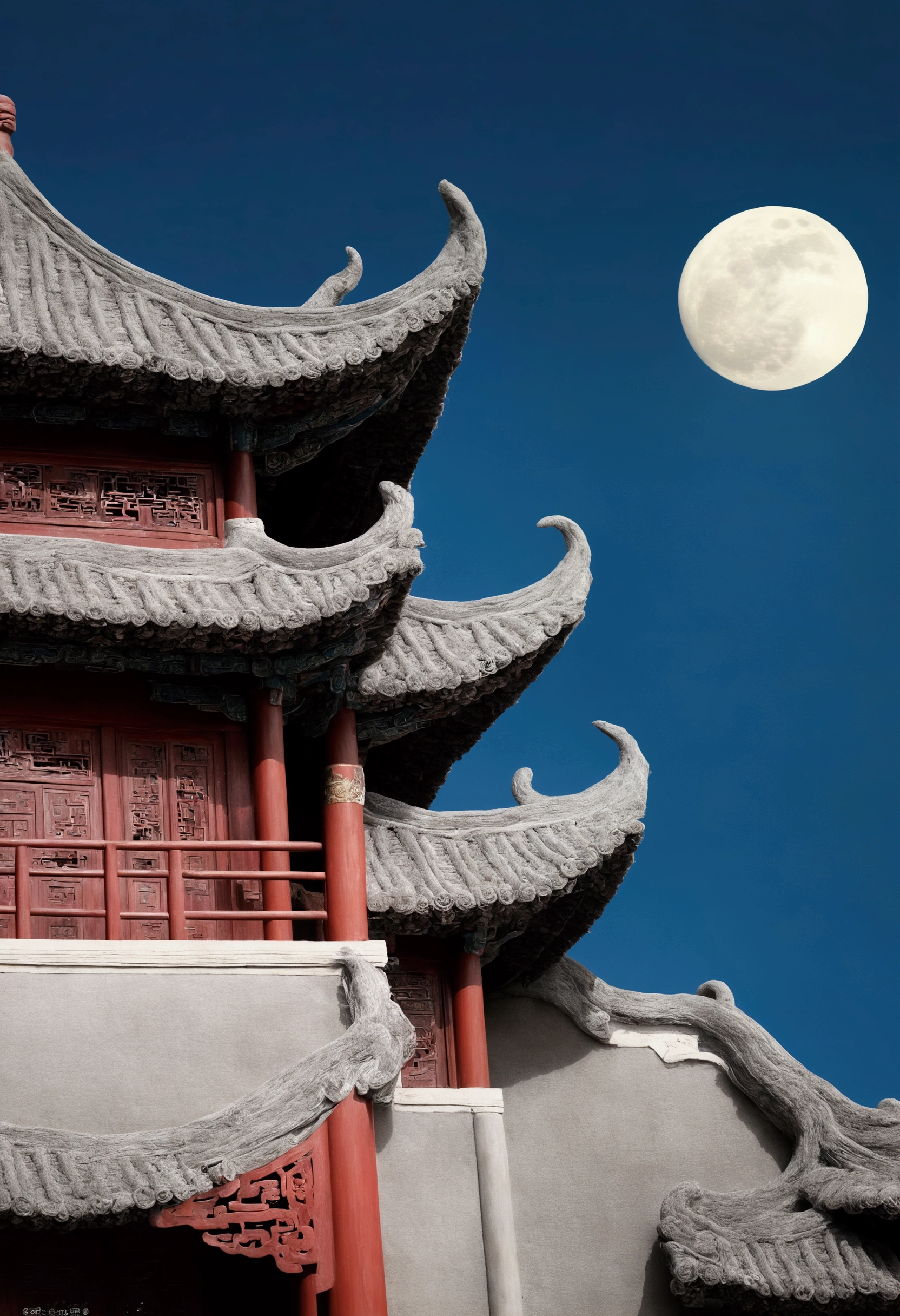 Guanghan Palace，Felt texture，Chinese Mythology，moon，Traditional Chinese architecture