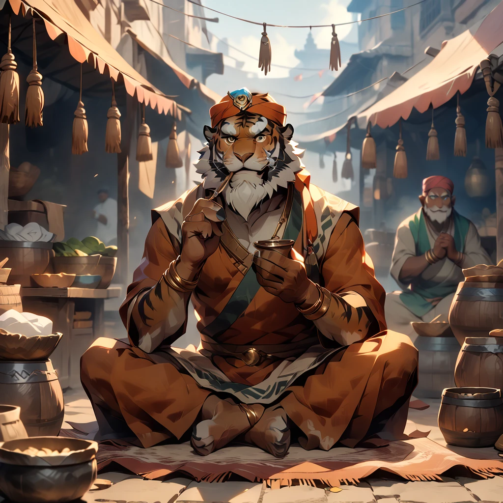 Beast field,hairy,Red Tiger,Long hair,White hair,White eyebrows, Tiger,sit,Sunlight, hairy boy,hairy,particle, Blue glow,Detailed background,Reality,8k HD,Dark Shadows, Wide dynamic range,1 boy,Solitary,muscular male,Empty,8k HD,Extremely detailed,Detailed background,masterpiece,muscular,muscular anthro,Looking at the audience,Red fur,Red body,Tony Hale,White hair,temple,Wristband,Pants,Yellow eyes,Tiger Eye,nail,beard