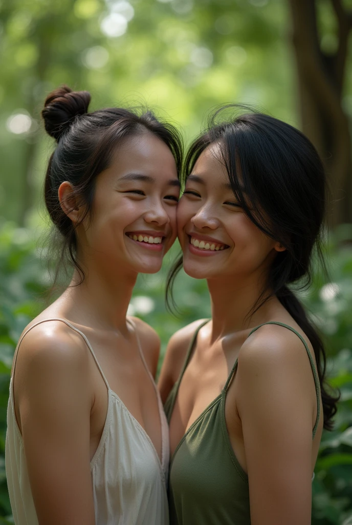 smiling woman sitting at a table with her hand on her chin, mai anh tran, dang my linh, hoang lap, in style of lam manh, hoang long ly, vietnamese woman, by Ruth Jên, photo portrait, nivanh chanthara, profile portrait, inspired by Ruth Jên, phuoc quan, bautiful