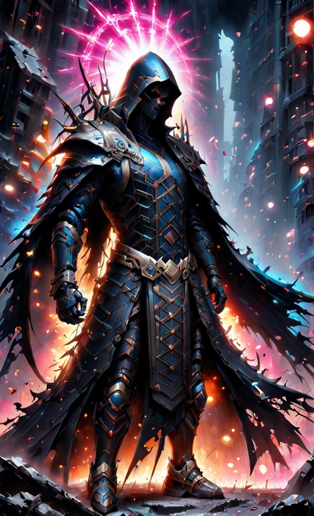 A ghostly female silhouette. Messenger of Nature God. Exiled shaman. integral mask.dark canvas toge. Canvas hood. Runic circle. Elements. Power from inside. Glowing eyes. Bokeh blur. ral-dissolve.BadDream photorealistic,
