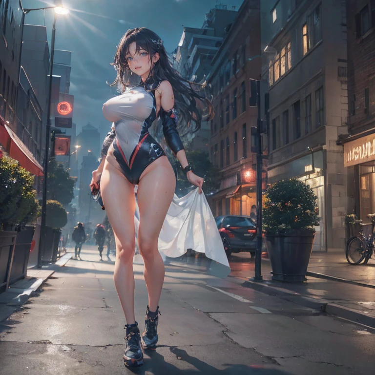 (8k, highest quality, masterpiece:1.2), (Realistic, photo-Realistic:1.37), Are standing, Spread your legs, (Wide stance), Super detailed, 1 girl,cute, alone, (Tifa Lockhart), (medium breasteautiful detailed eye), (smile:1.2), (Mouth closed), Sharp focus, Depth of written boundary, Good composition, Final Fantasy VII, Black Hair, Very long straight hair, Hair bangs, ((red_eye)), complicated, Perfect breasts, suspenders, stockings, Lace gloves, Toned body, Athletic ability, Wide Hips, Narrow waist, Toned arms, Exposing the abdomen, (View from the front)