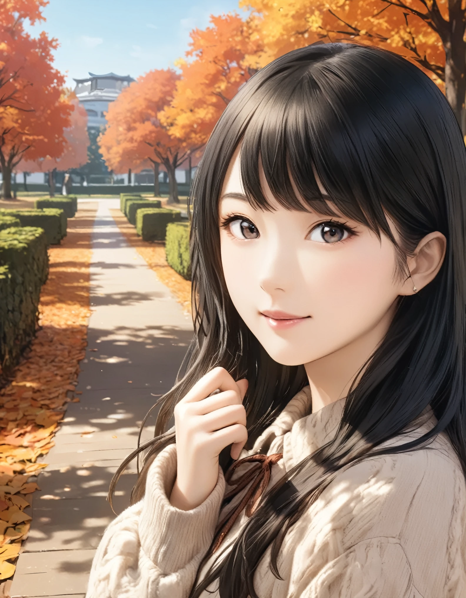 (best quality:1.2), 1girl, Ueno park, autumn