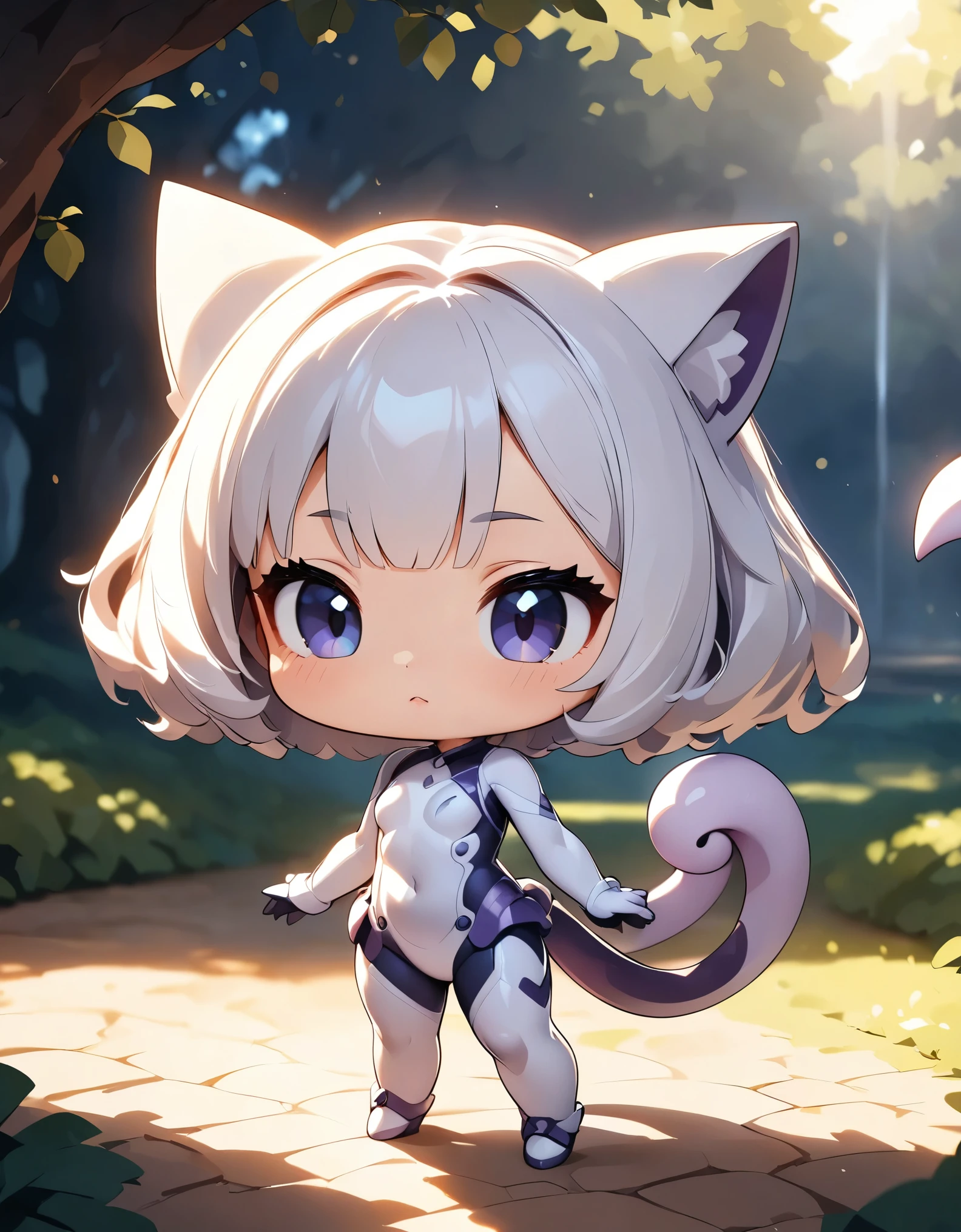 wonderfull woman in a shape of cat, chibi, fantasy