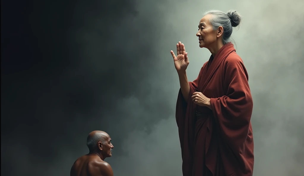 Tibetan Monk being healed by a naked black beautiful woman 