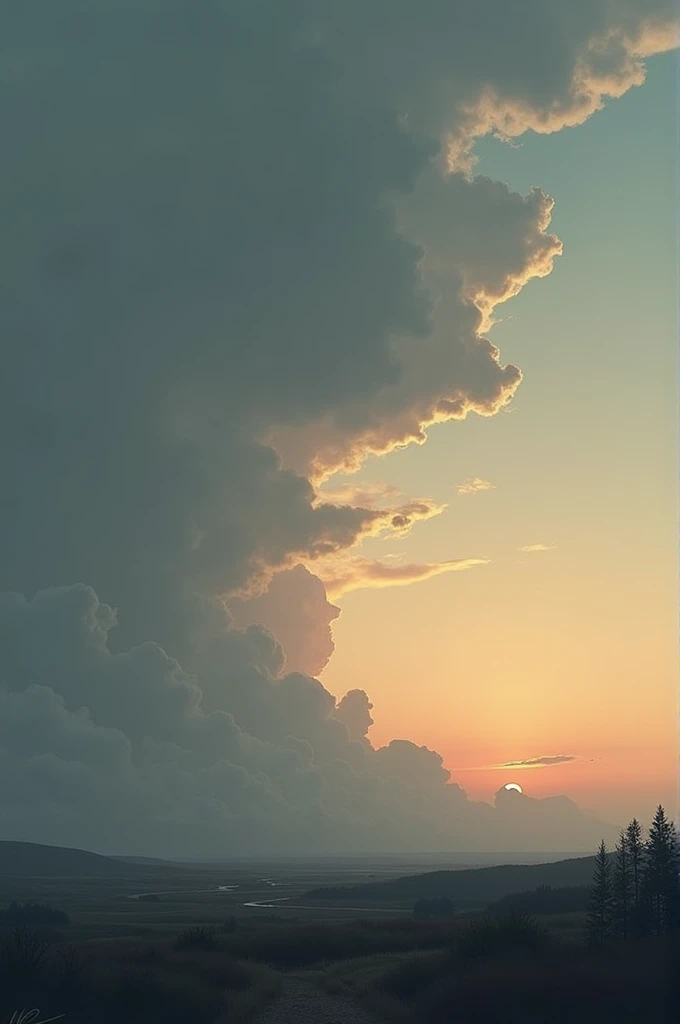 masterpiece, absurdres, best quality, best aesthetic, ultra-detailed, ultra detailed, extremely detailed, (best illumination, realistic and natural lighting),(best shadow, realistic and natural), A stunning sunset, with the sky painted in shades of orange and pink, with a few clouds in the sky. The sun is setting behind the horizon, casting a warm glow over the landscape.