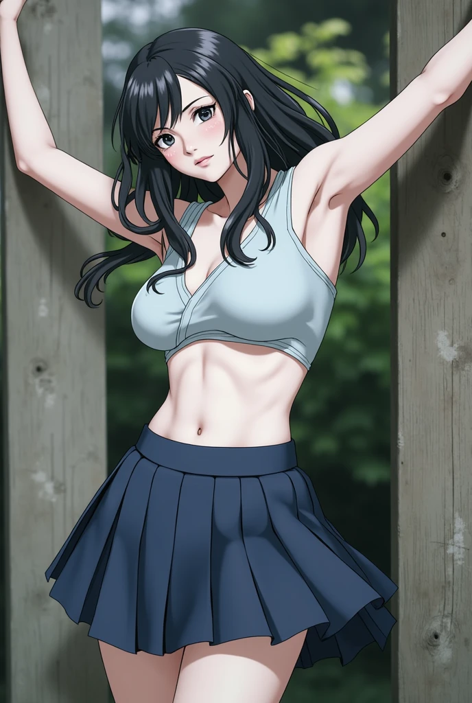 (masterpiece,best quality,ultra high res,high finely detail:1), - 1girl,(beautiful face,exquisite face,ulzzang6500V:1.2),wet skin, solo,long hair,(floating hair,wind hair,gale,skin texture:1.2),nsfw, - (body above the thigh:1.6),(armlet,jewelry,necklace,filigree,earrings), (open clothes,chest cutout,plunging neckline,low neckline:1.1), - (horizon:1.2),(dancing,longView,falling petals:1.3),(simple sky:1.6), - tied (sumCorrin, black hairband, hair flower, flower necklace, bracelet, tutu skirt, bubble skirt,white knotting bikini,tied bikini skirt:1.3),