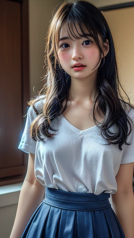 solo, stand in the kitchen, a girl, white shirt, milk falls on the chest area of the shirt, (delicate illustration:1.4), (renaissance art:1.4), (masterpiece:1.0), (best quality:1.4), (ultra highres:1.2), (photorealistic:1.4), (8k, RAW photo:1.2), (soft focus:1.4), (18yo:1.3), (sharp focus:1.4), detailed beautiful face