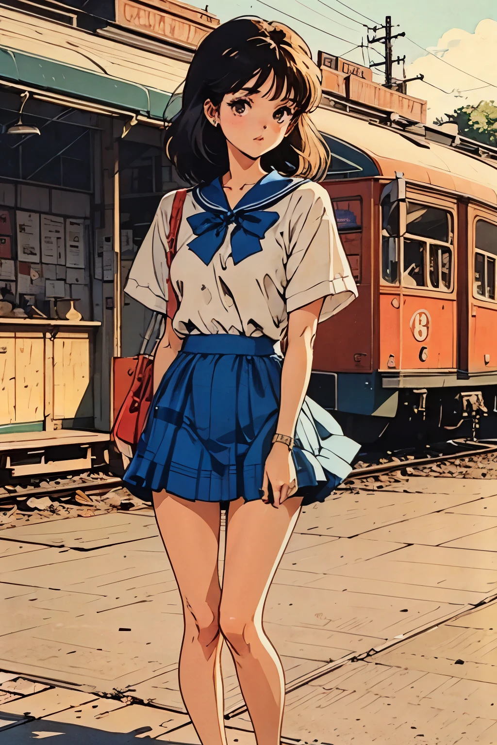 grip edge of her skirt