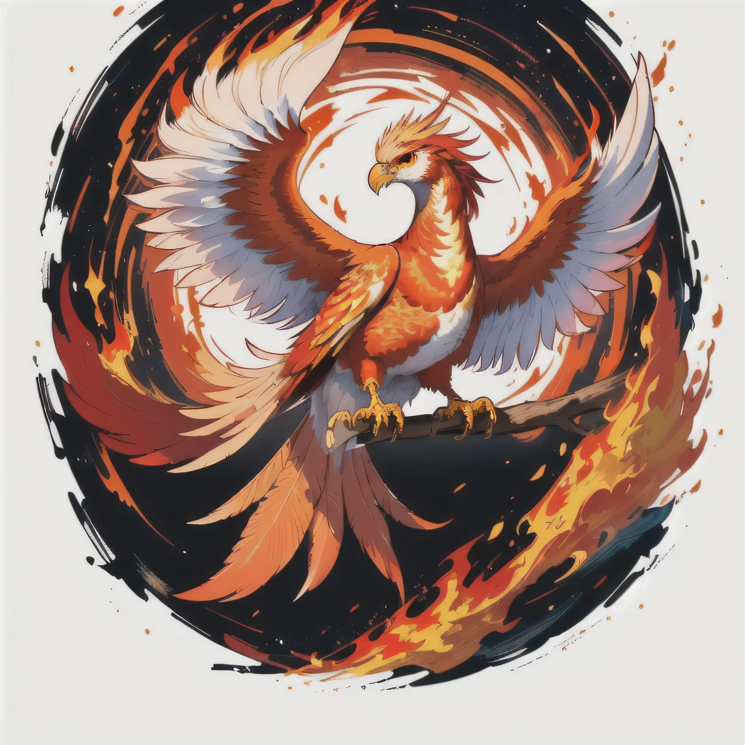 a close up of a bird with a colorful tail on a white background, Phoenix-inspired, Phoenix, artwork of a Phoenix, Phoenix in fire, Fire Bird, a Phoenix, Phoenix flames, Phoenix head, Phoenix rising, Phoenix rising from the ashes, ''wallpaper of a Phoenix, ''wallpaper of a Phoenix resting, Phoenix dragon, the Phoenix, marco the Phoenix