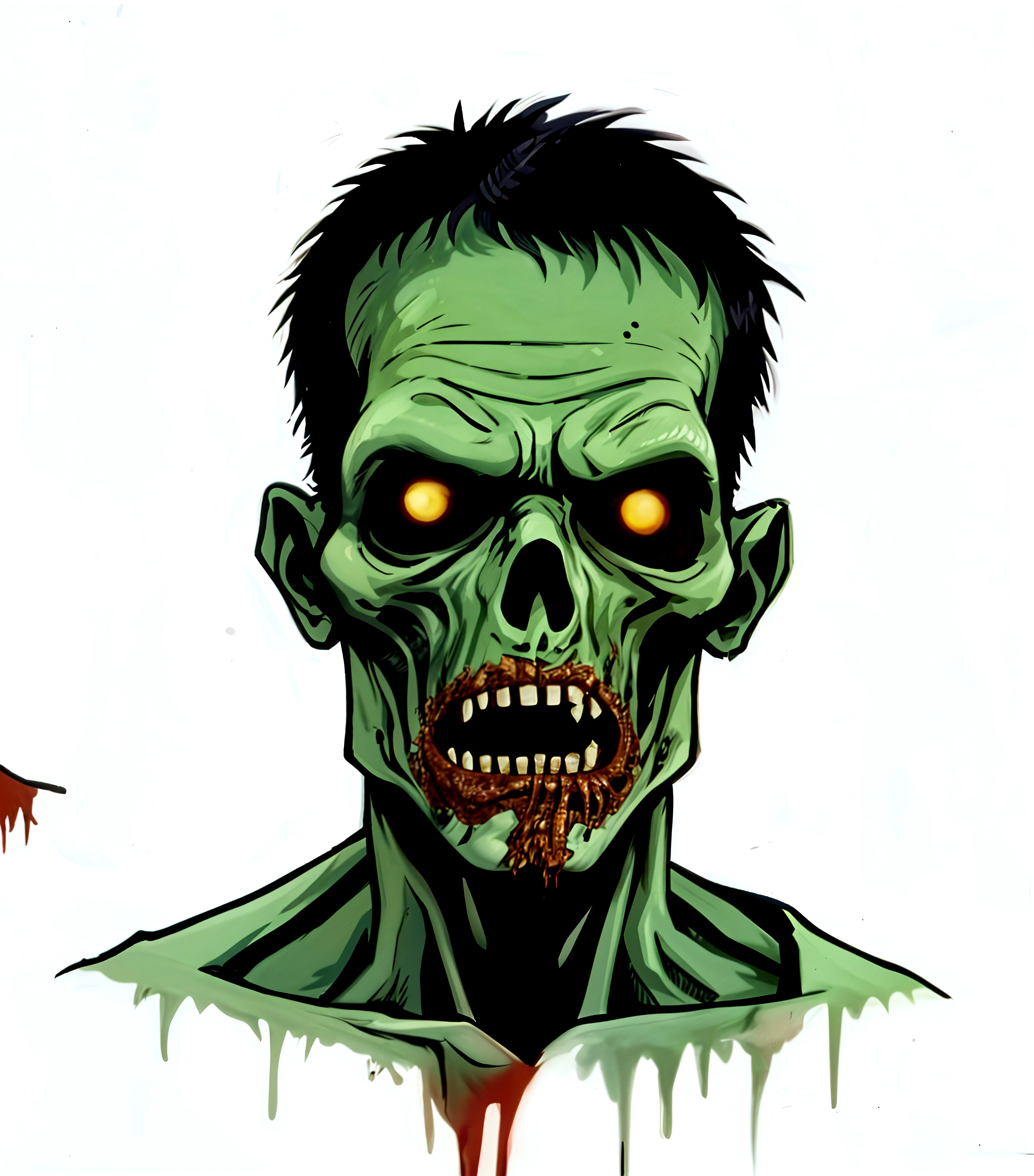 a horror looking mutated zombie with grey skin with sharp thin arms and thin legs. it has additional arms on its torso with exposed flesh on the center of the torso. it has white eyes with an exposed jaw. it has 2 parasite arms on its back