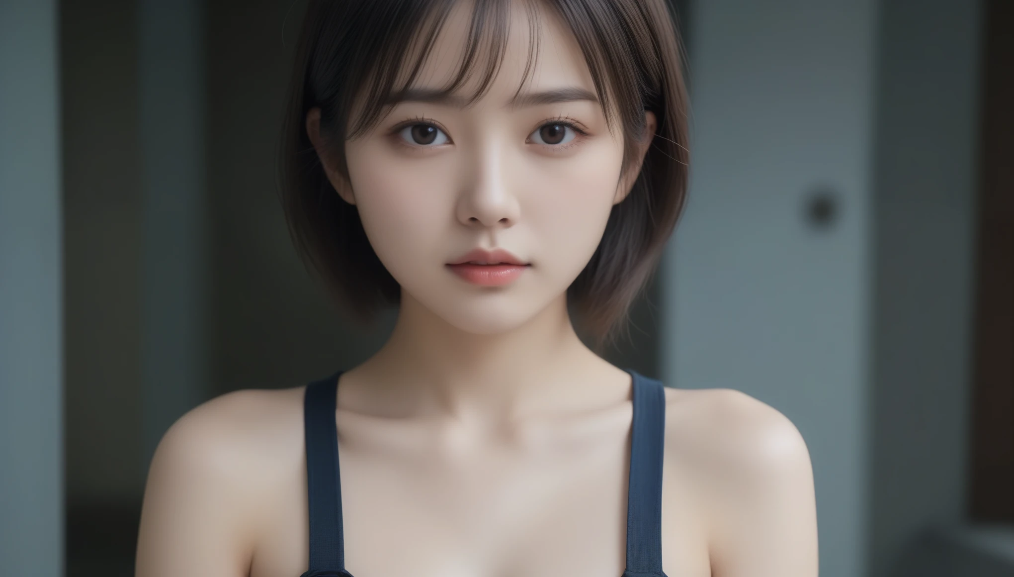 8k, Ultra-high resolution, Highest quality, masterpiece, 三分割法によるphotograph,Surreal, photograph, 1 , (:1.3), cute, cute顔, 細部までBeautiful Eyes, 細かくdetailedに,masterpiece,One Girl:1.2,Japanese women,Female jailer,upper body,glaring,Black hair,Side undercut,ID photo, Brutal Cyberpunk Woman,In a dilapidated building,(The fusion of data fashion and military uniforms:1.3), Are standing, (Post-apocalyptic scenarios:1.2),Expression of despair,Dark and atmospheric lighting,Subtle details, detailedな顔,anger,Attractive eyes,(ポートレートphotograph:1.4),(Photorealistic images:1.4),Fantasy art,(Beautiful Face:1.4),美しくAttractive eyes、Beautiful Eyes,Silver residue,(Tight waist:1.4)、(Beautiful with perfect body proportions:1.4),Red lips,profile,(((Ideal body type))),A-cup small breasts :2,、Portraiture:2、Perfect Anatomy、鮮明なdetailed、detailed,Fashion magazine cover,Thin lips,完璧でBeautiful Face ,完璧でcute顔, Skin with attention to detail, Perfect limbs、Narrow waist,Surreal,Light and shadow,spotlight