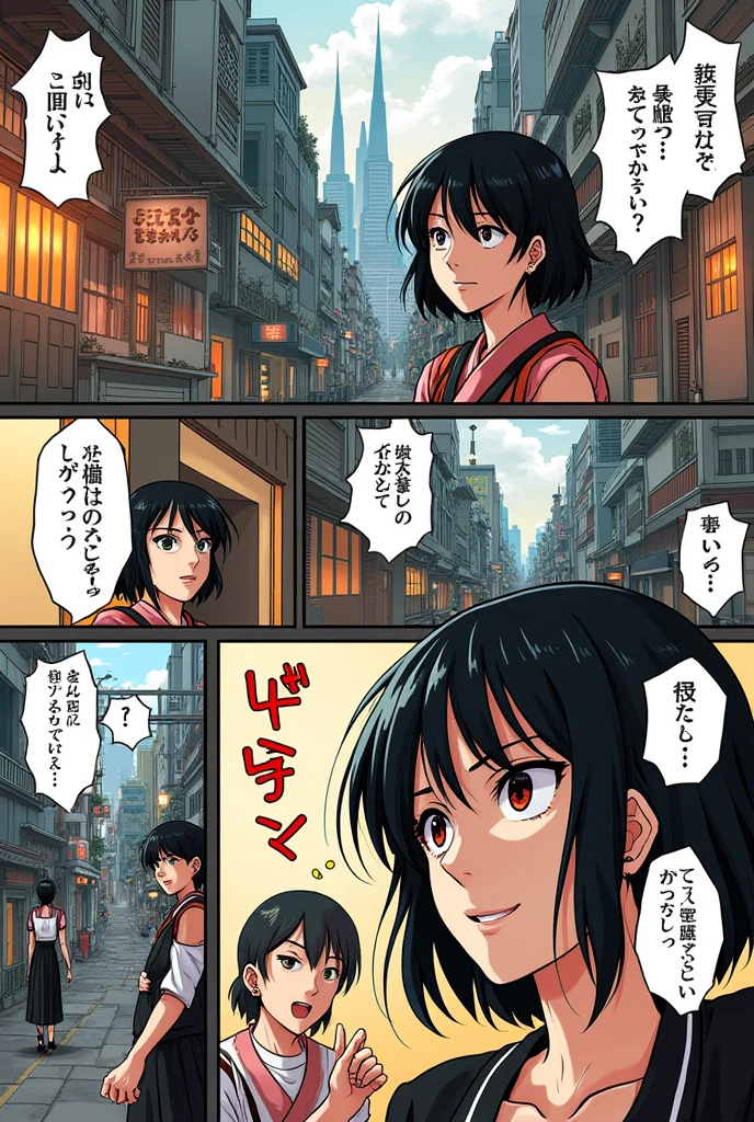 ((masterpiece, Highest quality, High resolution, uhd, Perfect Pixel, Depth of written boundary, 4K, RTX, HDR))), 1 Girl, single, alone, Beautiful Anime, Beautiful art style, anime character, ((Long Hair, bangs, Brown Hair)), (Green Eyes:1.4, Round eyes, Beautiful eyelashes, Realistic eyes), (Detailed face, Blushing:1.2), (Smooth texture:0.75, Realistic texture:0.65, Realistic:1.1, Anime CG Style), Medium breast, (Dynamic Angle, Dynamic pose:1.4, throw, close, Watching the audience), Perfect body, (Red ribbon, , black