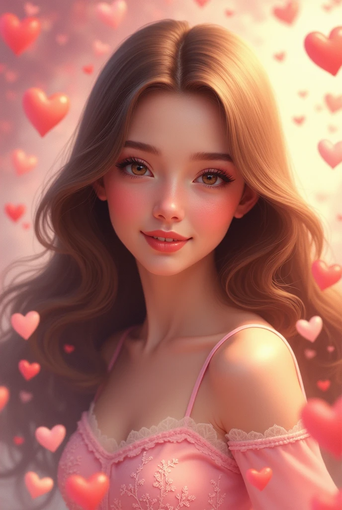 Nomdres Yesenia m.m. in 3d with background of hearts and stars