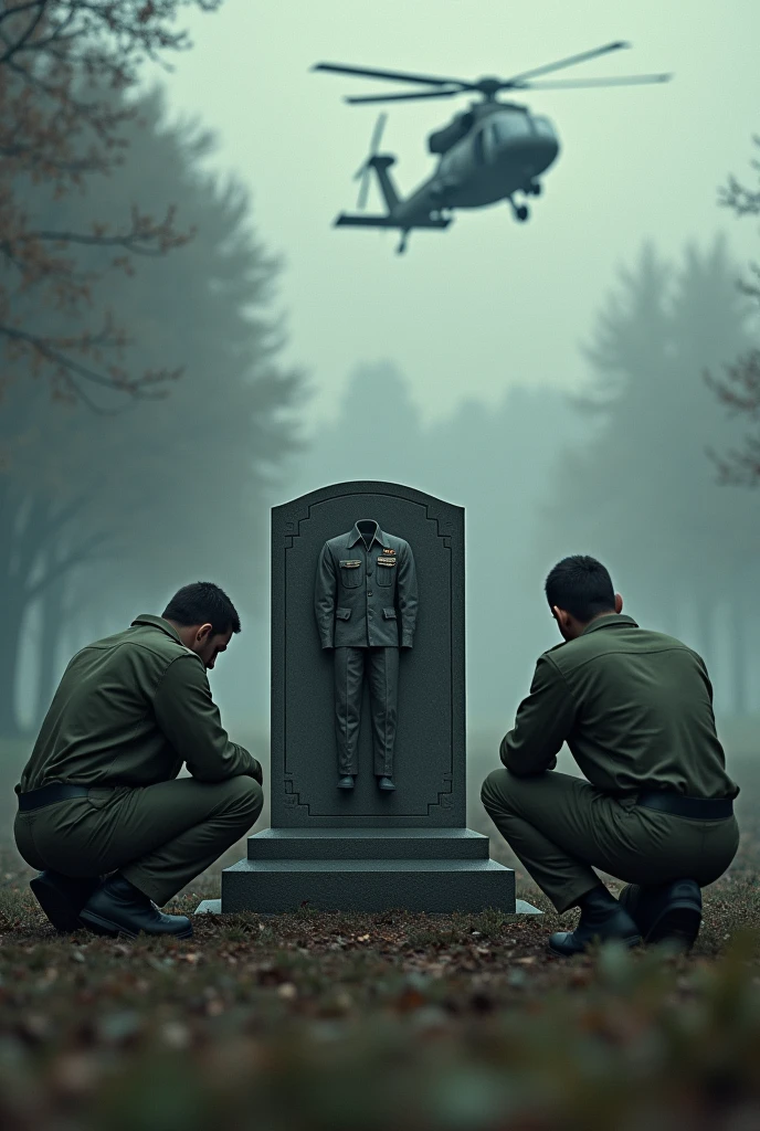 There is a large field where the high are lined up and the dead bodies are lying below
