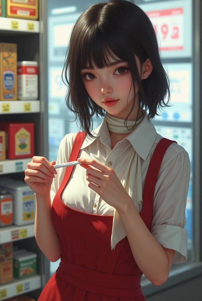 Lots of medicine、Smoking a cigarette、Menhera、beautiful girl、looks fun、Anime Style