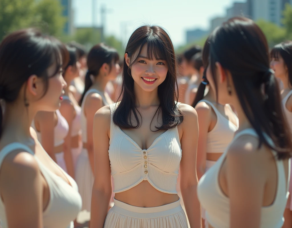 (Japanese Clone-girls=Myself), (Super Best masterpiece Clone-girls Raw Photography Art), (16K, Highest quality, Ultra-high resolution, RAW Photos), (It's so unrealistic., With unparalleled depiction, With an unfathomable sight, An unprecedented and shocking worldview, Clone-girls: In a world of mass reproduction, Ultra-realistic), (Japanese Girls, Sasaki Nozomi, 26yo, Small face, Thick black hair, long hair, Dark Eyes, Mature face, Cute Smile, Smiling face, A gentle gaze, Very pleasant look), (Very beautiful detailed girls, Accurate body structure, Accurate body movements, Very detailed body, (Super big breasts, Large bulge of ample breasts)), (Summer casual clothes, Short sleeve, mini skirt, hour々I can see your pants, Cleavage Emphasis, Emphasise the fullness of your breasts), (Very detailed, Myself cloning, Depiction of splitting oneself, 1Myself girl→1,000,000,000,000,000,000,000,000,000,000Myself cloning girls), (Very detailed and intricate, Myself clone-girlsから, Myself's body is multiplying, A perfectly matched depiction, (In the same female body,With the same face, With the same hairstyle, In the same clothes, At the same height, 同じSuper big breasts)), (1,000,000,000,000,000,000,000,000,000,The number has increased to over 10,000.), (Myself girls only), (1,000,000,000,000,000,000,000,000,000,000,000,000,000,000,000,000,000,000,000,000,000,000Myself girls), (Very detailed描写で, Physical contact), (Very detailed depiction, Clear and accurate perspective depiction, Ultra-wide field of view, Focus on the average value of the image, Illuminated from the front by a soft, bright light), hug, kiss, Chest to Chest, Happy laughter, Super wide view